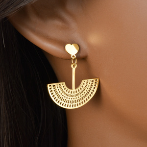 Pendientes de moda chapados en oro de 18 quilates con diseño de abalorios, aros y colgantes de acero inoxidable para mujer, venta al por mayor para diseñadores. - Product Image 3