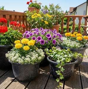 Pots de plantes en plastique multi-tailles, texture mouchetée, jardinières pour fleurs, herbes, légumes, pots de jardin durables pour l'extérieur - Product Image 4