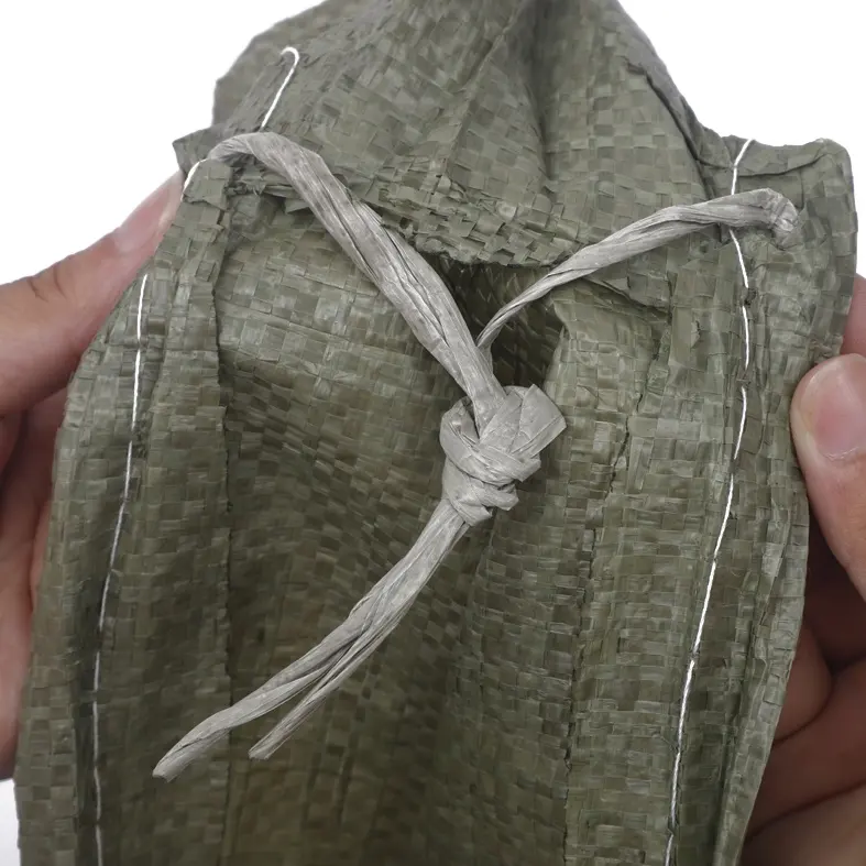 Bolsas tejidas de PP recicladas verdes para embalaje, residuos de construcción, alimentación de heno de basura