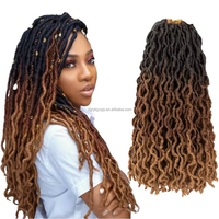 Extensions de Cheveux Tressés Crochet Gypsy Locs Ondulés 18 Pouces, Cheveux Dreadlock pour Tresser les Faux Locs Déesse Ombrés Bouclés