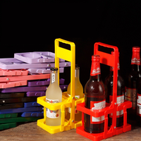 Lot de 2 présentoirs de bar colorés réutilisables Porte-bouteille de bière en plastique portable Panier à bière Porte-bouteille de vin