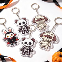 Porte-clés en acrylique chauve-souris Halloween, porte-clés mignons et kawaii pour sacs de fête