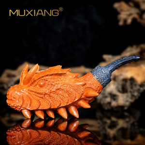 Muxiang Briar Wood Pipe Hand Carved Solid Wood Vintage Style Men's Filter Tobacco Pipe - Product Image 1