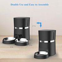 Minuterie automatique 4L Mangeoire intelligente pour animaux de compagnie 2 repas Distributeur d'eau par gravité Wifi à piles pour 2 chats/chiens Matière plastique
