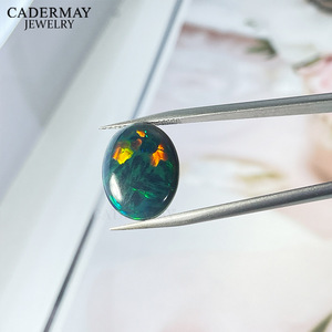 Cadermay Jewelry Natural Opal Cabochon Oval Orange Green Fire Gemstone With Certificate For Jewelry Making - Product Image 2