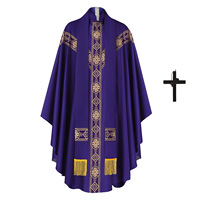 Chasuble de prêtre catholique, robe de messe médiévale, cosplay, vêtement brodé, robe de prêtre vintage, robe ample, cape