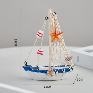 Modèle de bateau à voile miniature en bois de pin <span class=keywords><strong>méditerranéen</strong></span>, ornement créatif pour boutique en ligne, accessoires de photographie, décoration de gâteau, vente en gros - Product Image 6