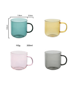 Tasses à petit-déjeuner modernes et colorées en verre borosilicate de haute qualité avec poignée, grande capacité, 56H - Product Image 2