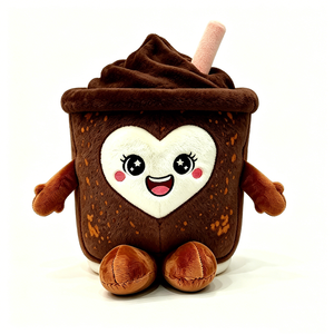 Lindo Peluche de Batido de Chocolate con Cara de Corazón y Pajita, Animal de Peluche Suave para Niños Unisex de 11CM-30CM - Product Image 1