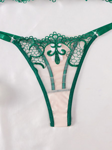 Conjunto de Lencería Íntima Transparente en Negro y Rojo, Conjunto de 2 Piezas, Lencería Sexy de Encaje con Bordado de Malla - Product Image 6
