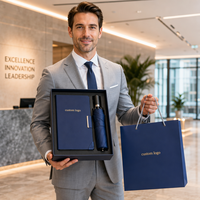 Ensemble promotionnel d'entreprise : Carnet personnalisé avec logo (100 feuilles), Gobelet isotherme, Parapluie, Tasse sous vide, Journal de bord – Idéal pour le bureau et les cadres