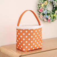 Sacs de Pâques réutilisables à pois orange mignons en gros, sacs cadeaux pour bonbons, cadeaux de fête du Lapin de Pâques, seaux organisateurs pour Halloween