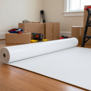 Film de protection pour tapis 39 po x 100 pi, tissu en fibre blanche, facile à découper, protection de surface pour la construction et l'immobilier - Product Image 2