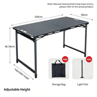 Table pliante d'extérieur en métal - Légère, portable, réglable en hauteur par système hydraulique - Style IGT - Table de camping tactique