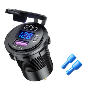Ricarica rapida 3.0 porta caricatore per auto <span class=keywords><strong>USB</strong></span> + PD con presa accendisigari da 12-24V voltmetro - Product Image 1