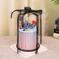 Emballage de boîte à gâteau rectangle transparent à la mode avec ruban noir ou ruban blanc