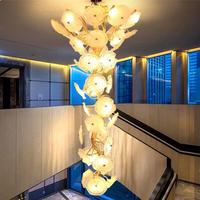Projet décoratif de villa moderne Art Métal Restaurant nordique Grand hall d'hôtel Lustre en verre à fleurs Led personnalisé