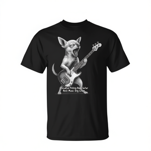 T-shirt pour amoureux des chiens, Chihuahua jouant de la guitare basse, musique rock - Product Image 2