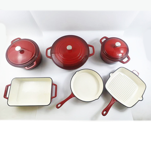 Ensemble de casseroles en <span class=keywords><strong>fonte</strong></span> <span class=keywords><strong>émaillée</strong></span> : <span class=keywords><strong>fonte</strong></span> de qualité supérieure, multi-pièces pour braiser, frire, servir avec style - Product Image 5