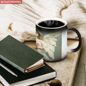 Heat Sensitive Color Changing Mug 11oz <b>Ceramic</b> Sublimation <b>Cup</b> Frosted Black - Product Image 3