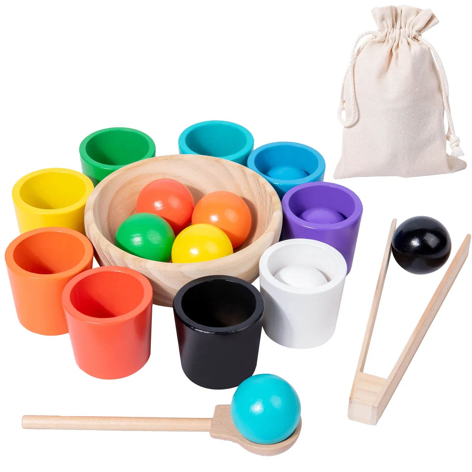 لعبة تعليمية مونتيسوري لتشكيل الألوان في الكرات والأكواب لعبة تطابق الألوان للأطفال نشاط تطابق الألوان