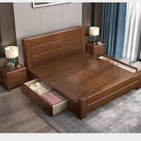 Lit en bois massif de Style chinois ingénierie unité unique moderne Simple Double personne boîte haute pression lit de rangement chambre principale