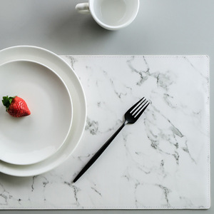 Custom Leather Dining PU Table Place Mats Heat-Resistant Anti-Skid Kitchen Table Decoration Mats <strong>Marble</strong> Leather <strong>Placemat</strong> - Product Image 5