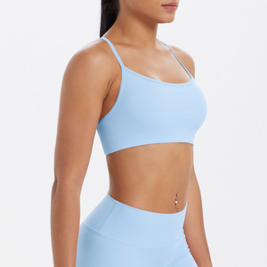 Wholesale Women Thin Strap Criss Cross Back Yoga Bra Seamless Padded Shockproof Sports Bra Gym Workout Running Activewear - Product Image 5