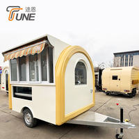 Remorque alimentaire mobile ronde compacte, chariot de café de rue, chariot de vente de glaces et de hot-dogs, camion de restauration entièrement équipé