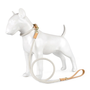 사용자 정의 가죽 개 가죽 끈 및 고리 세트 주식 도매 개인화 된 재활용 수제 럭셔리 꼰 작은 대형 애완 동물 로프 리드 - Product Image 3