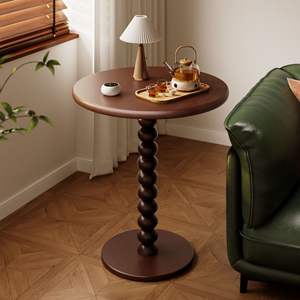 Mesa Auxiliar Redonda con Pedestal, Mesa de Madera Maciza <span class=keywords><strong>para</strong></span> Sala de Estar, Dormitorio, Balcón, Cafetería, Oficina, Estudio, Patio - Product Image 2