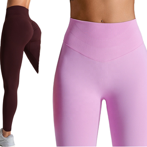 Leggings de Yoga de Cintura Alta para Mujer al por Mayor, Pantalones Deportivos Blancos Sólidos, Leggings de Compresión para Gimnasio, Ropa Deportiva con Logotipo Personalizado - Product Image 1