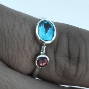 Anillo múltiple facetado de Plata de Ley 925 al por mayor, joyería de ajuste de bisel fino hecha a mano para mujeres y niñas indias, regalo de boda - Product Image 2