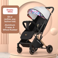Poussette pliable légère en alliage d'aluminium à quatre roues pour bébé, avec poignée simple et portable, pour 0-6 mois, position assise et allongée