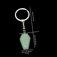 Llavero de ataúd de cristal pulido con colgante de gemas naturales mixtas, cuarzo rosa, aventurina, piedra de bolsillo, regalo de recuerdo