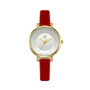 时尚日本Movt红色女式手表批发价格带SR626SW电池定制标志石英xxcom手表