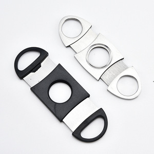 JOFI Stainless Steel Cigar <b>Cutter</b> Manual Portable Customized Shape Black Silver Color Simple Style Plastic Cigar Accessories - Product Image 4