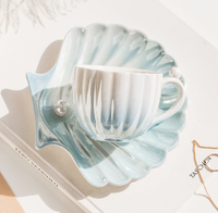 Tasse à café en céramique et porcelaine couleur nacre, écologique, sûre, moderne et contemporaine, avec couvercle et soucoupe créative européenne ZHE