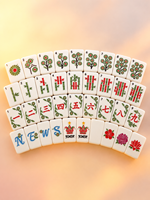 Jeu de tuiles de mahjong américain en acrylique à motif de coquille d'ormeau de luxe, 4 joueurs, tuiles personnalisées gravées à la main et peintes
