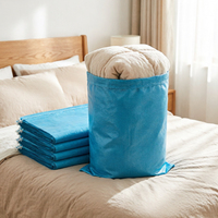 Bolsa de Almacenamiento Azul de Gran Capacidad para Ropa de Cama, Edredones y Mantas, Saco Tejido Resistente para Mudanzas y Empaque