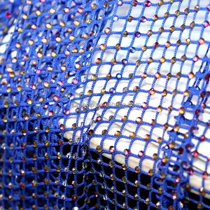 N001 Sexy Blue Hochzeit Strassstoff Netz Nachahmung glitzernder Glitter Kristall Netzstoff