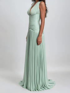 <span class=keywords><strong>Vestido</strong></span> <span class=keywords><strong>de</strong></span> Noche Elegante <span class=keywords><strong>de</strong></span> Fabricante con Servicio OEM, Largo hasta el Suelo, Corte en A, Sexy, Escote en V Profundo, Cintura Natural, Estilizador - Product Image 2