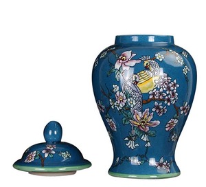 Nouveau <span class=keywords><strong>pot</strong></span> de gingembre bleu en céramique à motif d'oiseau de fleur peint à la main de haute qualité chinois pour la décoration - Product Image 3
