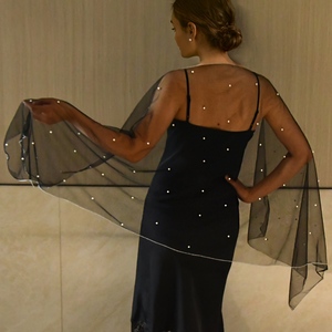 YouLaPan VG91 popolare mantello da donna un pezzo di perle Tulle Crop Top per festa nuziale abito da sera scialle <span class=keywords><strong>Bolero</strong></span> da sposa - Product Image 5