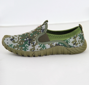 DFR0113 Chaussures de sport respirantes légères en tricot tissé camouflage blanc et vert personnalisées - Product Image 4