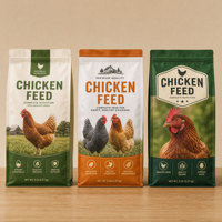 Sachet d'emballage personnalisé à fond plat pour aliments pour volailles, sac imprimé pour nourriture pour animaux de compagnie
