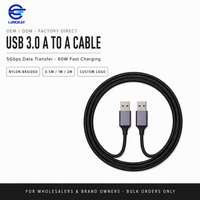 Câbles de données USB 3.0 Type A mâle vers A en nylon tressé, directement de l'usine OEM/ODM, 0,5M 1M 1,5M 2M 3M 5Gbps 60W, câble d'extension court