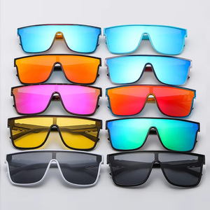 Lunettes de soleil sportives à monture plate tendance 2025 avec logo personnalisé, verres miroir colorés UV400, lentille monobloc, lunettes carrées pour hommes et femmes - Product Image 2