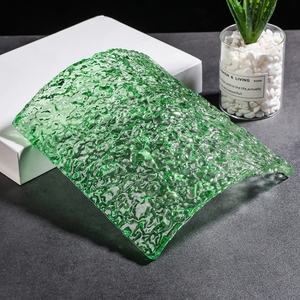 Partición de sala de ladrillo de cristal colgante de cristal curvo de color personalizado, pieza colgante de cristal decorativa - Product Image 4