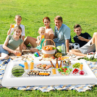 Bar de service gonflable en PVC personnalisé - Bac à glace pliable portable, bac à boissons, refroidisseur avec bouchon de vidange pour fête, pique-nique